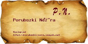 Porubszki Nóra névjegykártya